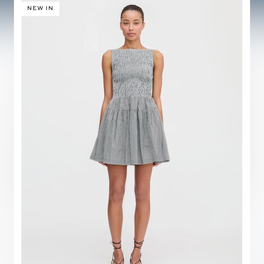 Hill House. The Cosima Mini Nap Dress - Chocolate Gingham. XS